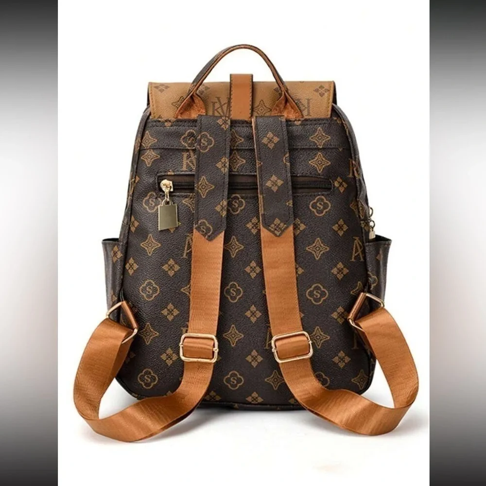Elegant Women's PU Leather Vintage Flower Patchwork Large Capacity Backp…